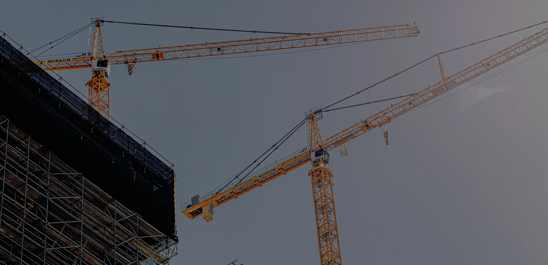 Tower cranes on a high-rise construction site